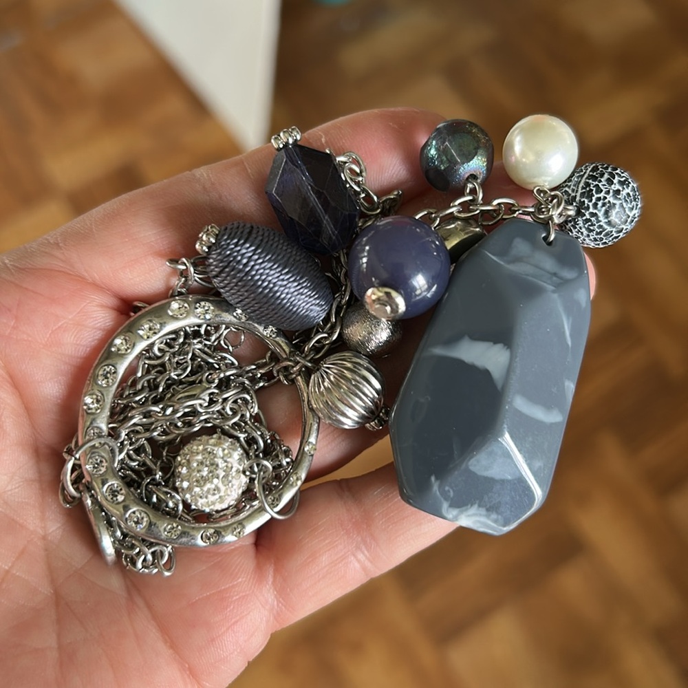 C1946 Chunky Statement Necklace Long Chain With L… - image 3